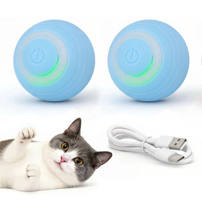 Interactive electric cat toy balls 2-pack with LED lights, automatic moving toys for cats and dogs