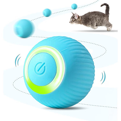 Smart automatic moving cat ball with colorful LED lights to keep indoor cats active and entertained